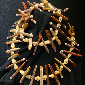 Vintage striped sea urchin spine and shell necklace
